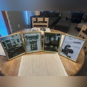 Gold Framed Luxury Brand Wall Art Set